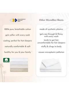 California Design Den California Design Den Soft 100% Cotton King Size Sheet Set, Bed Sheets with Deep Pocket, King Sheet Set with Sateen Weave, Cooling Sheets - Sage Green  - Image 5
