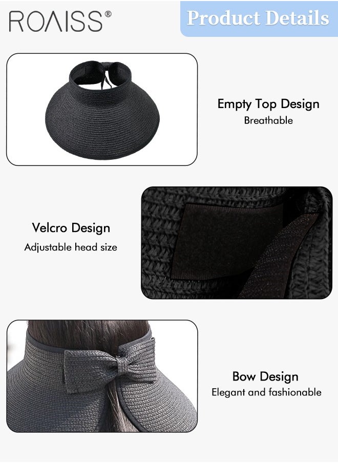 Women's Wide Brim Straw Hat with Bow Decor UV Protection Breathable Foldable Open Top Sun Visor Hat for Beach Vacation Packable Hat Floppy Cap Deep Style Adjustable Size - pzsku/Z26D84C36587FB62F1CD6Z/45/_/1723433967/19c7a726-3c17-46f3-96ce-b23c180d291f