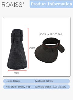 roaiss Women's Wide Brim Straw Hat with Bow Decor UV Protection Breathable Foldable Open Top Sun Visor Hat for Beach Vacation Packable Hat Floppy Cap Deep Style Adjustable Size  - Image 2