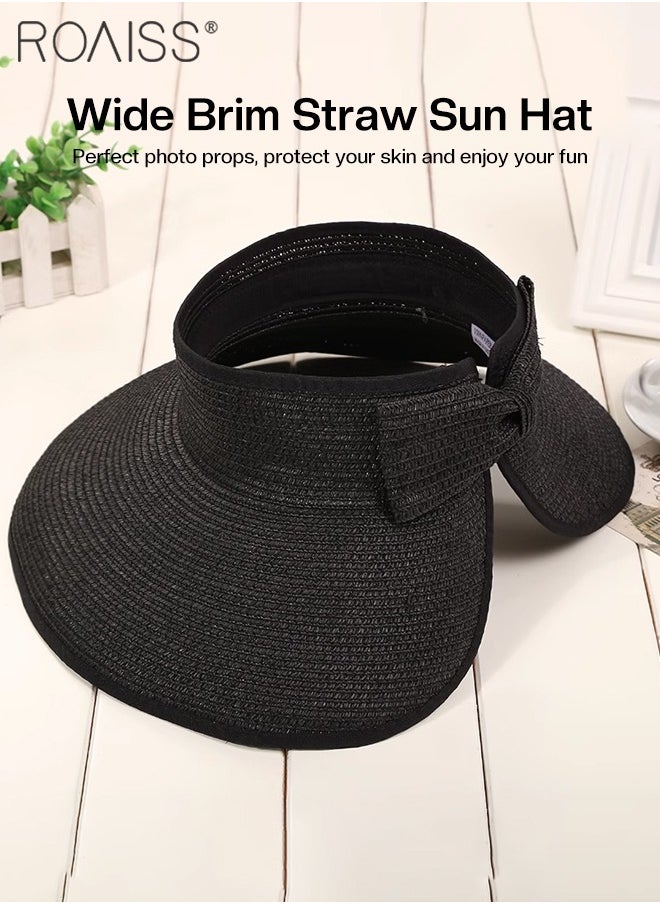 Women's Wide Brim Straw Hat with Bow Decor UV Protection Breathable Foldable Open Top Sun Visor Hat for Beach Vacation Packable Hat Floppy Cap Deep Style Adjustable Size - pzsku/Z26D84C36587FB62F1CD6Z/45/_/1723433968/0a60579e-b16a-408b-b342-f2eb85201008