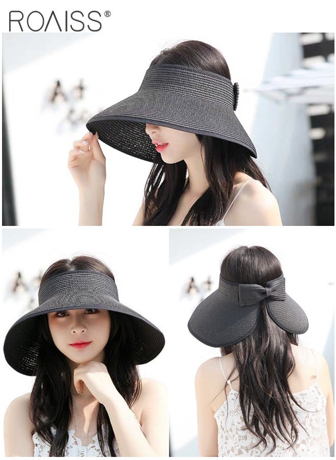 Women's Wide Brim Straw Hat with Bow Decor UV Protection Breathable Foldable Open Top Sun Visor Hat for Beach Vacation Packable Hat Floppy Cap Deep Style Adjustable Size - pzsku/Z26D84C36587FB62F1CD6Z/45/_/1723433968/e511e900-8726-40d5-a91d-e22aeb802d28