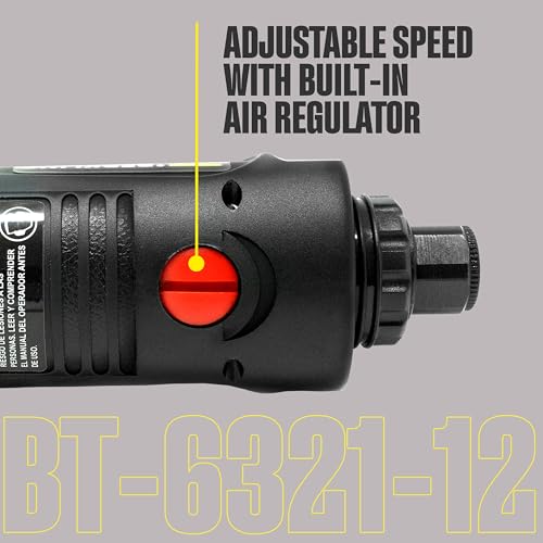 Berkling Tools BT 6321-12 | 12" Extra Long Extension 1/4“ Straight Air Die Grinder, Professional Grade Heavy Duty Variable High Speed (Straight, 12" Extension) - Image 5