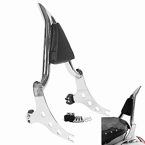 Fjpacemt Chrome Sissy Bar Passenger Backrest Pad for Harley Fat Boy Lo FLSTF 20072017 Softail FXST FLST CVO 20062012 Night Train 20062009 Cross Bones 20082011 Softail Custom Softail Standard Springer - Image 1
