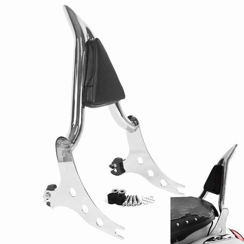 Fjpacemt Chrome Sissy Bar Passenger Backrest Pad for Harley Fat Boy Lo FLSTF 20072017 Softail FXST FLST CVO 20062012 Night Train 20062009 Cross Bones 20082011 Softail Custom Softail Standard Springer - Image 2