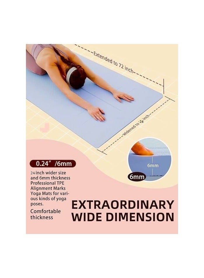 فيبارتي سجادة يوجا سميكة للتمرين المنزلي، 183 × 61 × 0.6 سم، سجادات يوجا للياقة البدنية مضادة للانزلاق، سجادات تمارين TPE صديقة للبيئة للتمرين المنزلي مع حزام وحقيبة حمل - Image 2