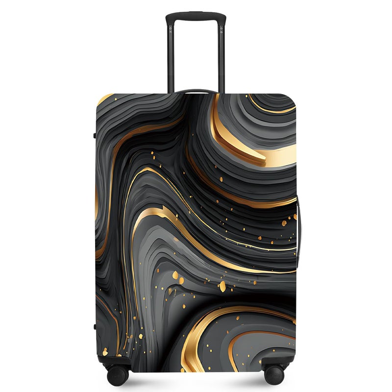 FOREVER QUEEN Luxury Gold Black Marble Luggage Cover Suitcase Protector Suitcase Cover AntiScratchStretchable Bag Cover Washable Durable Polyester - Image 2
