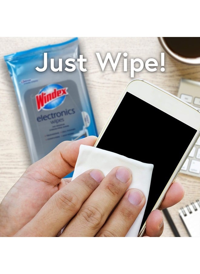 Windex - Electronics Wipes, Pre-Moistened Screen Wipes Clean and Provide a Streak-Free Shine, 25 Count - Image 1