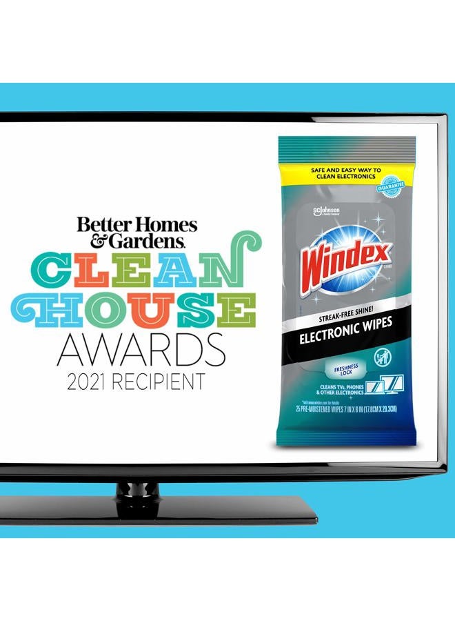 Windex Electronic Cleaning Wipes, Pre-Moistened Screen Wipes for TVs, Phones, and Other Electronics, Resalable for a Freshness Lock, 25 Count - Image 2