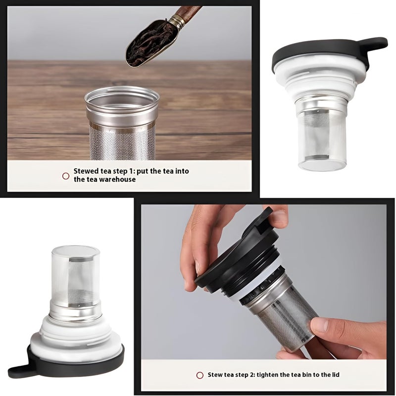 VENDLY غلاية شاي وقهوة حرارية مع مصفاة | 1000 مل | للحفاظ على الحرارة/البرودة، إبريق ماء معزول من الفولاذ المقاوم للصدأ ومضاد للغبار للحفلات/المنزل (أبيض) - Image 3