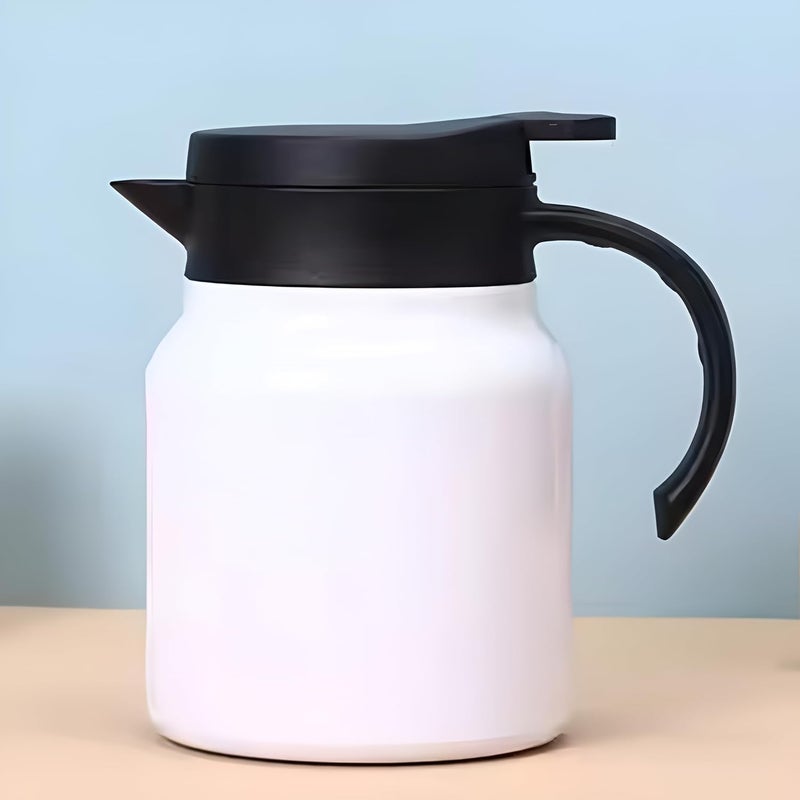 VENDLY غلاية شاي وقهوة حرارية مع مصفاة | 1000 مل | للحفاظ على الحرارة/البرودة، إبريق ماء معزول من الفولاذ المقاوم للصدأ ومضاد للغبار للحفلات/المنزل (أبيض) - Image 1