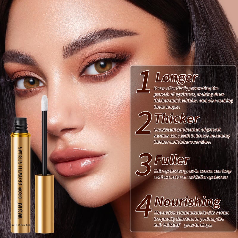 W3W Eyebrow Growth Serum â€“ Clinically Proven Peptide Brow Enhancer for Fuller, Thicker Brows â€“ With Myristoyl Pentapeptide-4 & Botanical Extracts â€“ Prostaglandin-Free, Safe for Sensitive Skin (5ml) - Image 2
