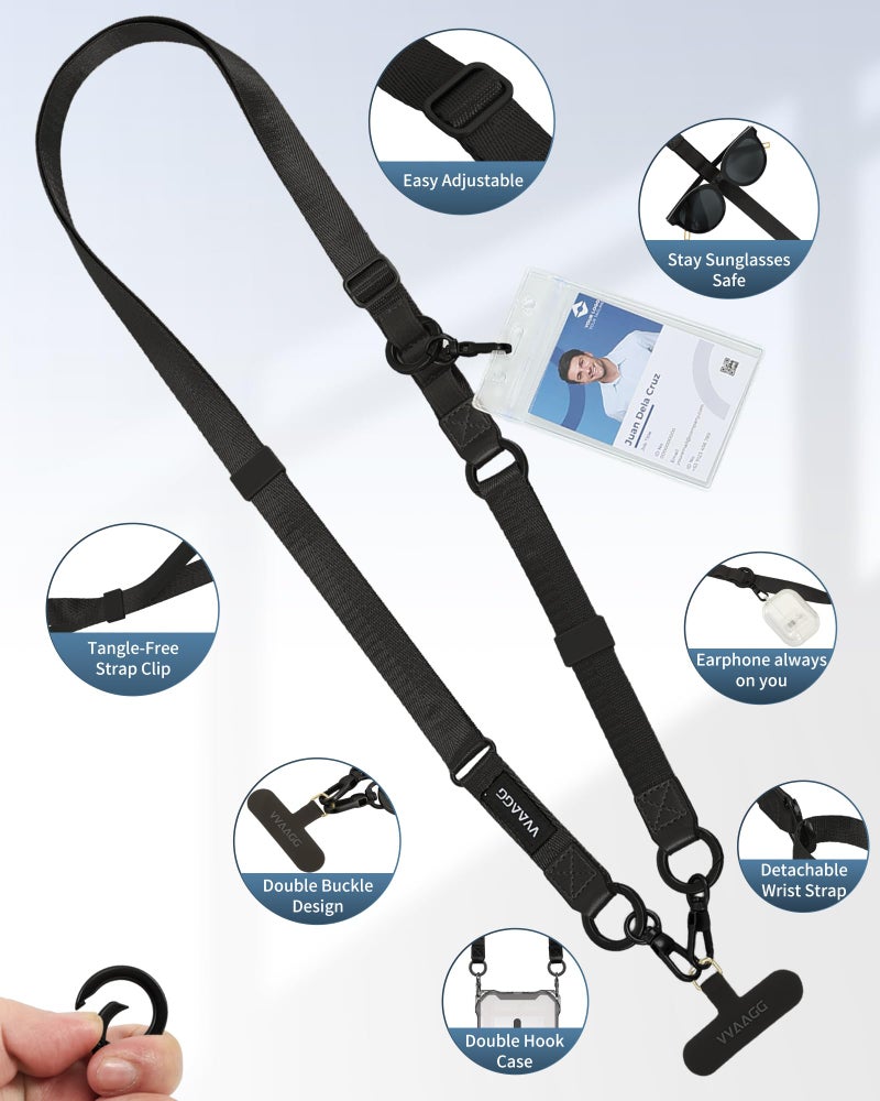 VVAAGG Cell Phone Lanyard for iPhone: Adjustable Phone Strap Crossbody Neck and Wrist Strap Anti-Theft Lanyard Travel Essential Compatible for iPhone Android Smartphones - Image 3
