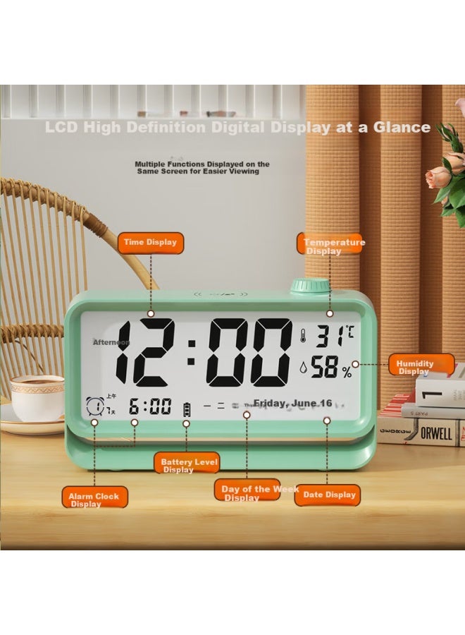 Compas Alarm Clock Student New Model Temperature And Humidity Electronic Clock Children Primary School Desktop Clock Backlight Night Light 2388A White - Image 1