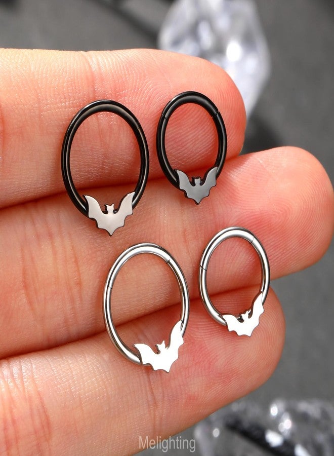 Melighting 16G Bat Septum Ring Stainless Steel 316L Halloween Septum Jewelry Black Daith Piercing Jewelry 8mm - Image 2