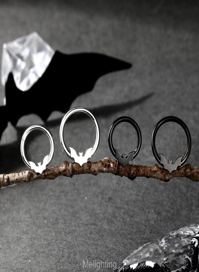 Melighting 16G Bat Septum Ring Stainless Steel 316L Halloween Septum Jewelry Black Daith Piercing Jewelry 8mm - Image 3