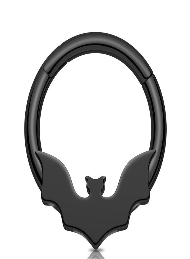 Melighting 16G Bat Septum Ring Stainless Steel 316L Halloween Septum Jewelry Black Daith Piercing Jewelry 8mm - Image 1