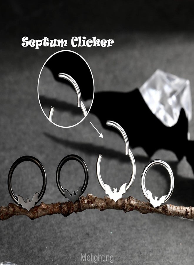 Melighting 16G Bat Septum Ring Stainless Steel 316L Halloween Septum Jewelry Black Daith Piercing Jewelry 8mm - Image 4