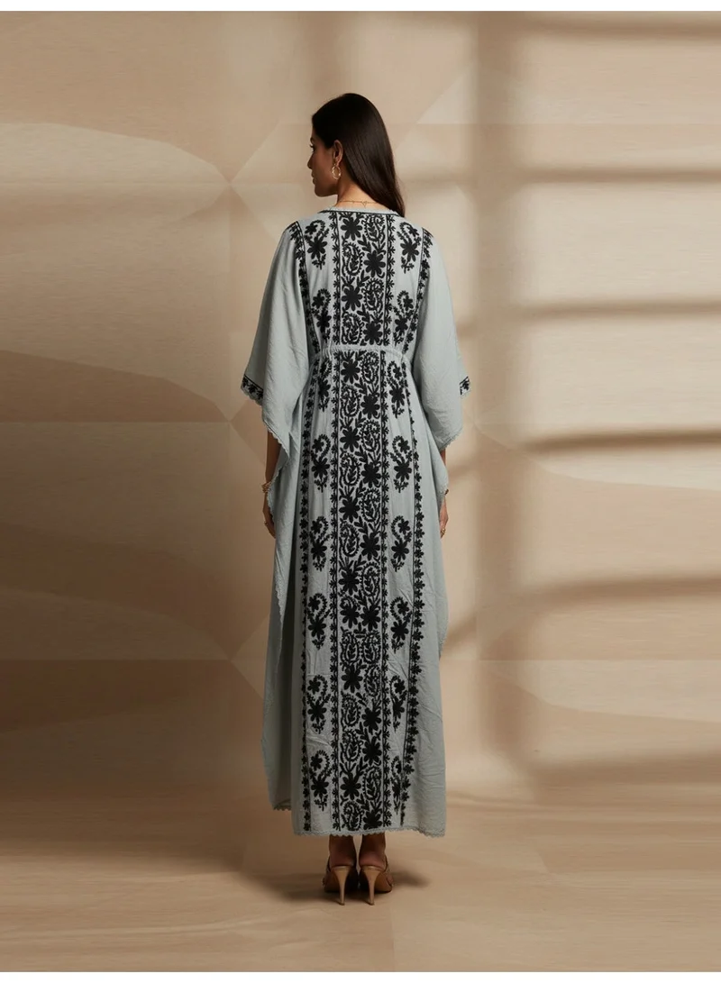 Alaya Hand Embroidered Chikankari Rayon Kaftan-AL3475