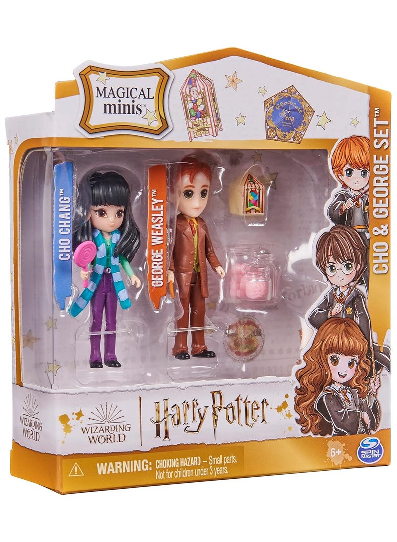 سبن ماستر مجموعة شخصيات هاري بوتر وعالم السحرة من سبين ماستر، مينيس السحرية تشو تشانغ وجورج ويزلي مع 2 ملحقات دمية، ألعاب أطفال للأعمار من 6 سنوات فما فوق - Image 1