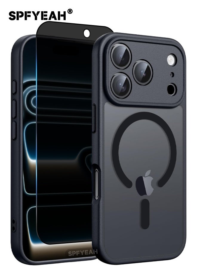 اس بي اف يا. جراب iPhone 17 Pro مع واقي شاشة للخصوصية | مجموعة 2 في 1، مُحسّن [حماية كاملة للكاميرا] [متوافق مع Magsafe] [شفاف غير لامع] جراب مغناطيسي متين مقاوم للصدمات رفيع لهاتف iPhone 17 Pro مقاس 6.3 بوصة (أسود، عبوة من 1+1) - Image 1
