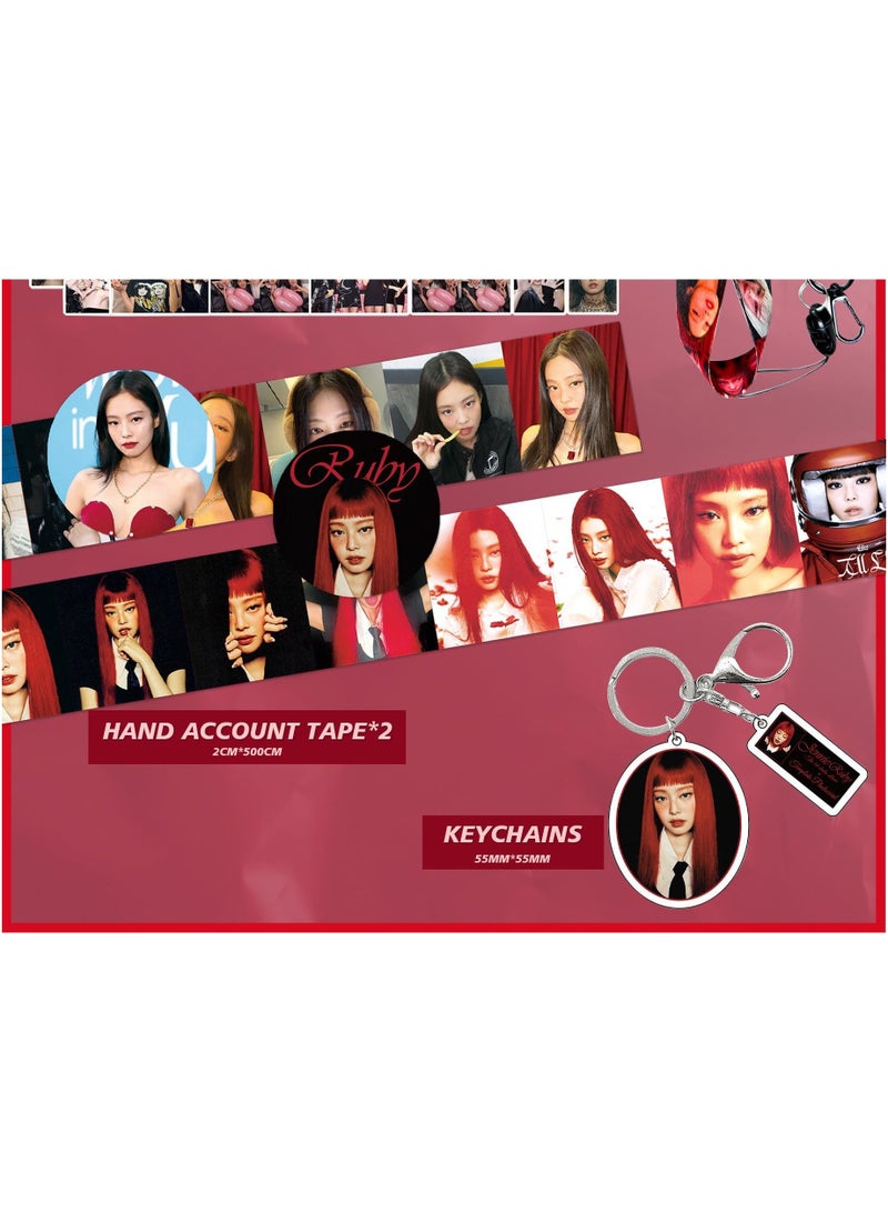 EHOME BLACKPINK Member JENNIE Album RUBY Gift Box With Lomo Cards, Acrylic Stand, Hand Account Tape, Keychain, Lanyard, Stickers, Photo Card  - Image 4