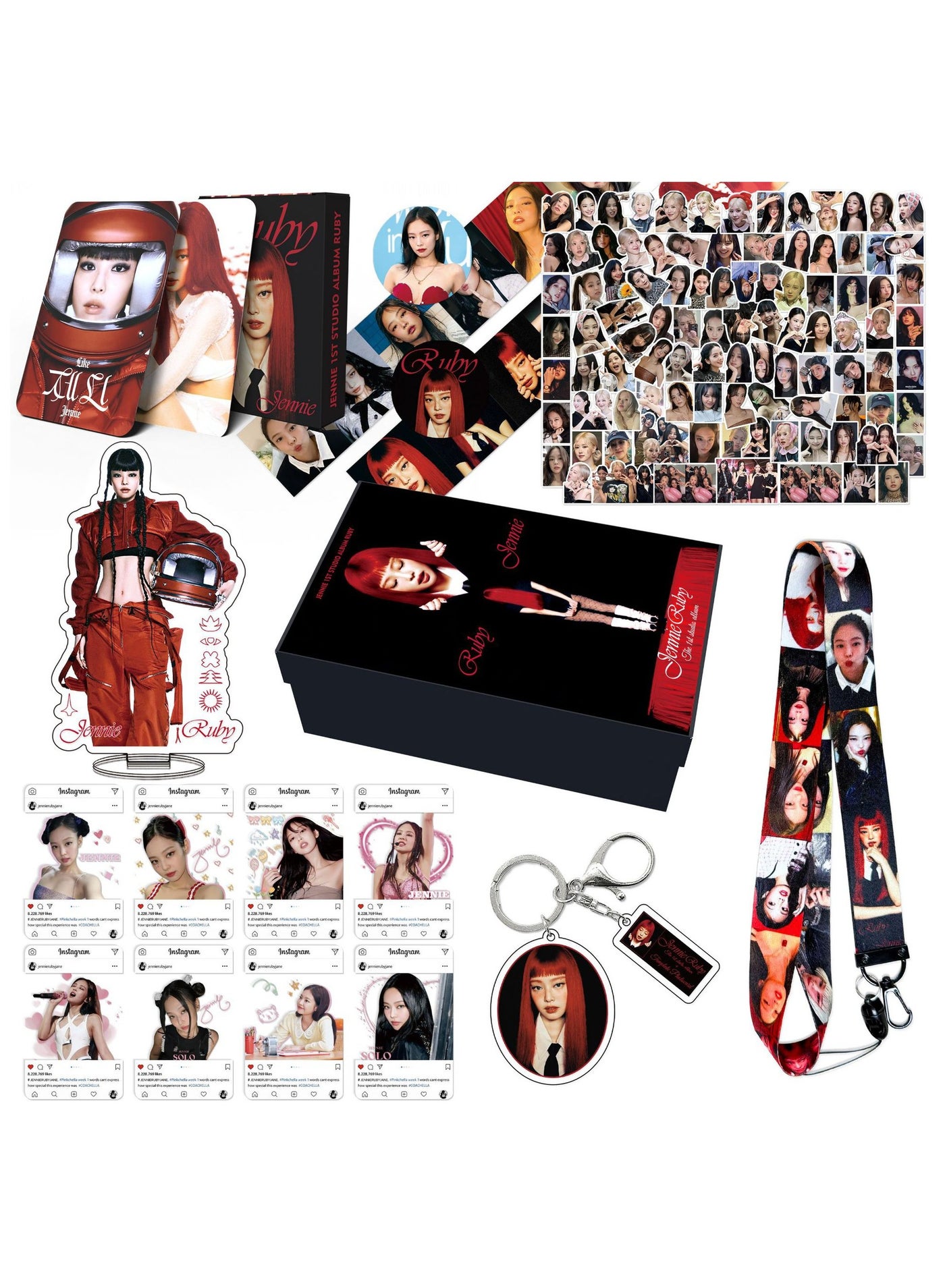 EHOME BLACKPINK Member JENNIE Album RUBY Gift Box With Lomo Cards