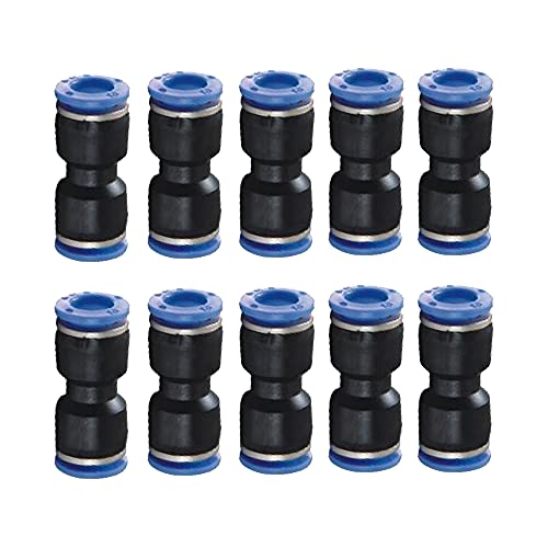 HOSEMART 6mm X 6mm Union Push PU Pneumatic Pipe Fitting Straight Connector 6mm OD Hose Tube (Pack of 10) - Image 1