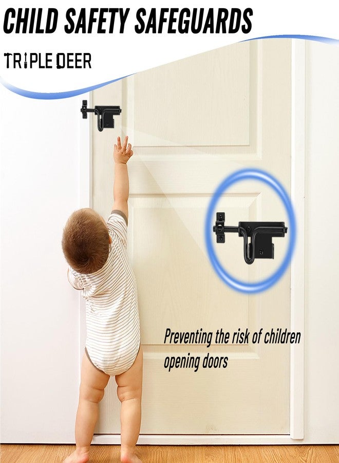 Triple Deer Heavy Duty Slide Bolt Gate Latch, Sliding Bolt Door Lock with Padlock Hole, Slide Bolt Hardware for Wooden Fence/Yard Fence/Shed Door/Barn Door, Black, 1 Pack - Image 5