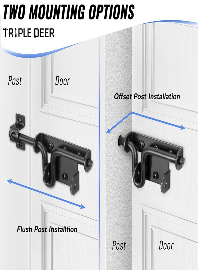 Triple Deer Heavy Duty Slide Bolt Gate Latch, Sliding Bolt Door Lock with Padlock Hole, Slide Bolt Hardware for Wooden Fence/Yard Fence/Shed Door/Barn Door, Black, 1 Pack - Image 3