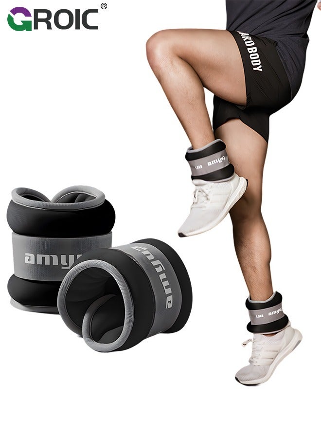 GROIC 2Pcs Ankle Weights Leg Arm Weights Wrist Weights Set with Adjustable Strap for Jogging, Gymnastics, Aerobics, Physical Therapy,Foot Exercise Training Workout-3KG Pair(Black) - Image 1