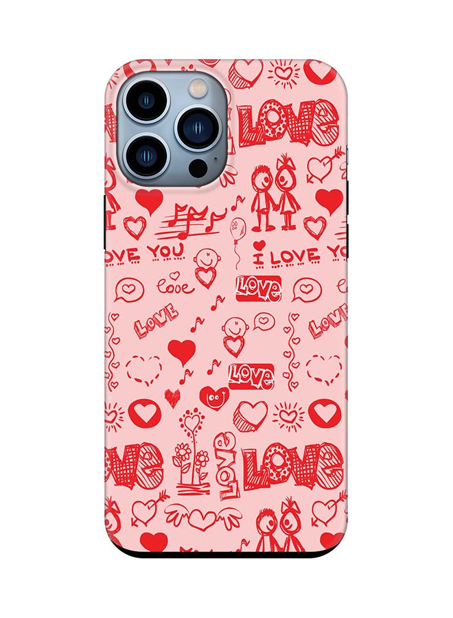 Stylizedd Tough Pro Case for iPhone 15 Pro Max Dual Layer Hybrid PC TPU Customized Mobile Cover Matte Finish Phone Case - Love Doodle - Image 1