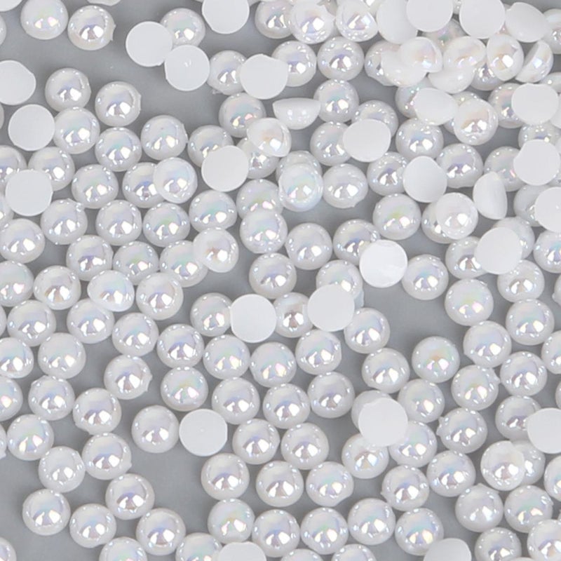 Generic DIY handmade bow hair accessories material half face ABS imitation pearl patch half round flat bottom color beads accessories 3mm white 1000/bag 