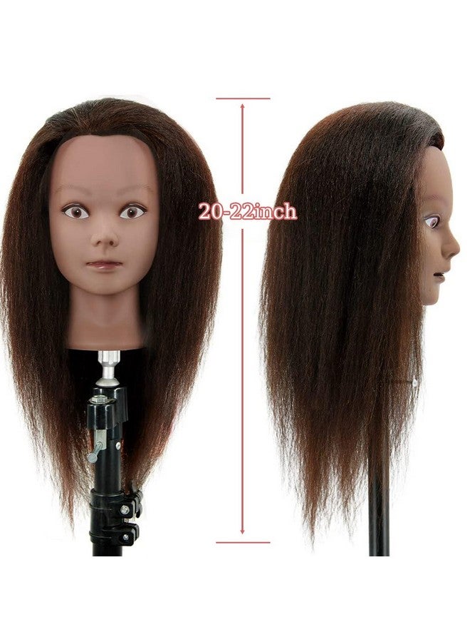 FABA 100% Real Hair Mannequin Head with Hair Doll Head for Hair Styling 20"-22" Cosmetology Doll Head Manikin Practice Head Hairdresser Doll Head for Dyeing Cutting Braiding with Clamp Stand - Image 3