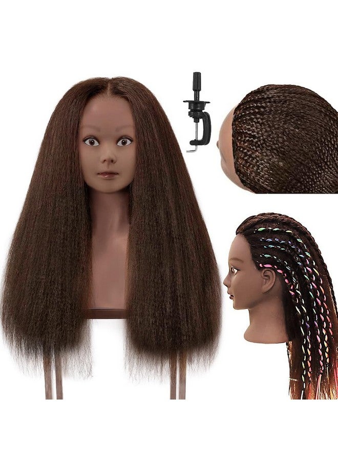 FABA 100% Real Hair Mannequin Head with Hair Doll Head for Hair Styling 20"-22" Cosmetology Doll Head Manikin Practice Head Hairdresser Doll Head for Dyeing Cutting Braiding with Clamp Stand - Image 1