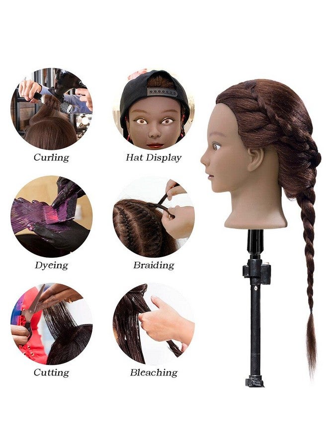 FABA 100% Real Hair Mannequin Head with Hair Doll Head for Hair Styling 20"-22" Cosmetology Doll Head Manikin Practice Head Hairdresser Doll Head for Dyeing Cutting Braiding with Clamp Stand - Image 4