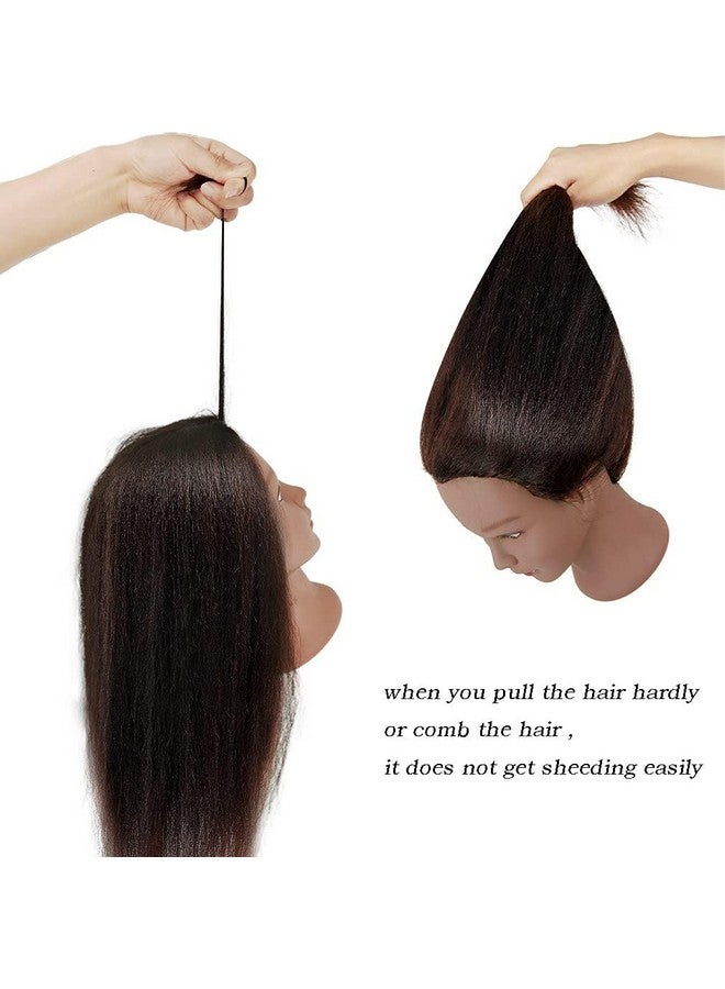 FABA 100% Real Hair Mannequin Head with Hair Doll Head for Hair Styling 20"-22" Cosmetology Doll Head Manikin Practice Head Hairdresser Doll Head for Dyeing Cutting Braiding with Clamp Stand - Image 2