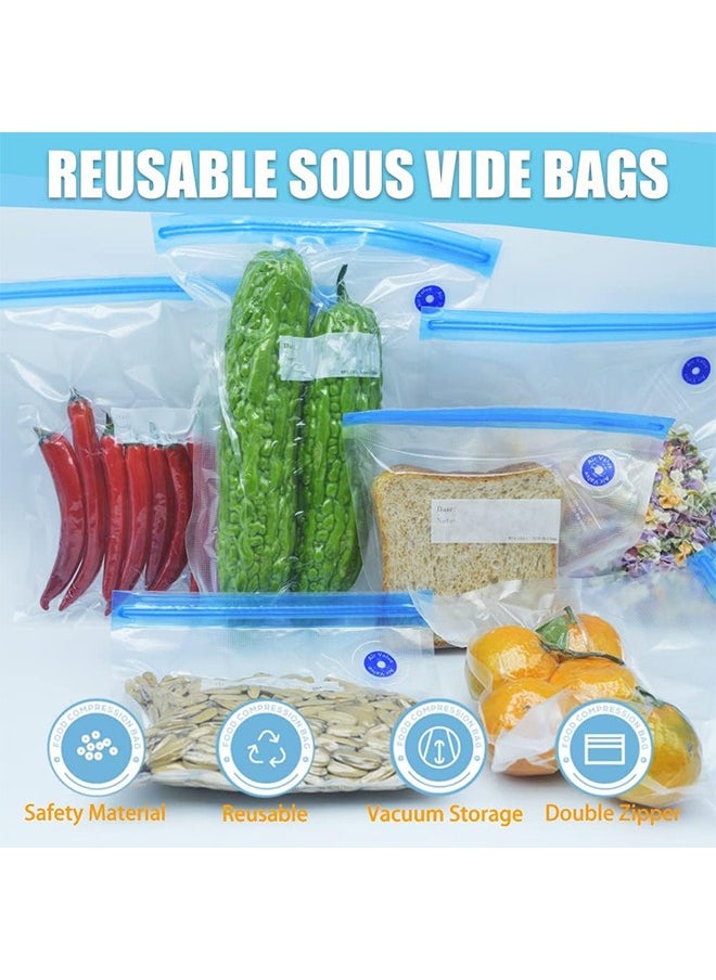 Generic - Food Vacuum Bags,BPA-free Reusable Vacuum-Sealed Bags to Keep Food Fresh,15 Pieces Vacuum Food Bag,2 Sealing Clips for Food Storage - Image 1