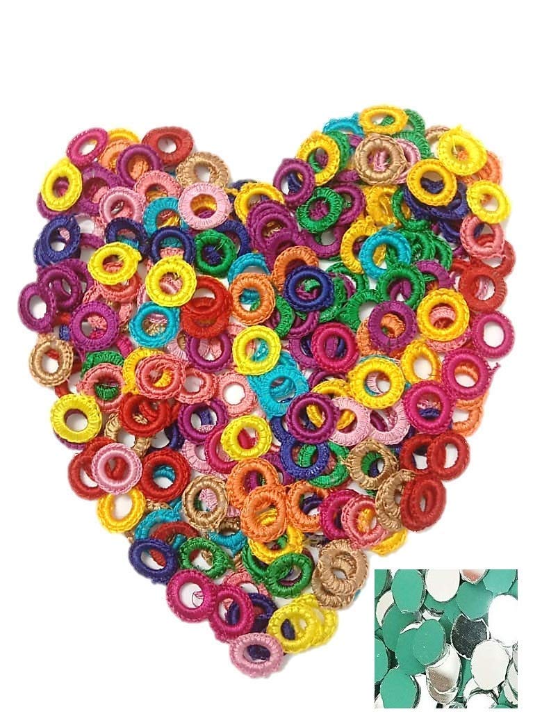 PMW Small Mirror Frames and Mirrors for Embroidery Works (8 mm Inner, 1.7 cm Outer, Multicolour)- 50 Pieces - Image 4