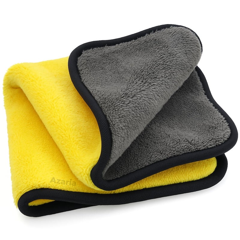 AZARIA Microfiber Cloth 30x40 cm 800 GSM Thick Lint & Streak-Free Multipurpose Cloths Automotive Microfiber Towels for Car Bike Cleaning Washing, car Cleaning Accessories (Pack of 1 Grey 800 GSM) - Image 1