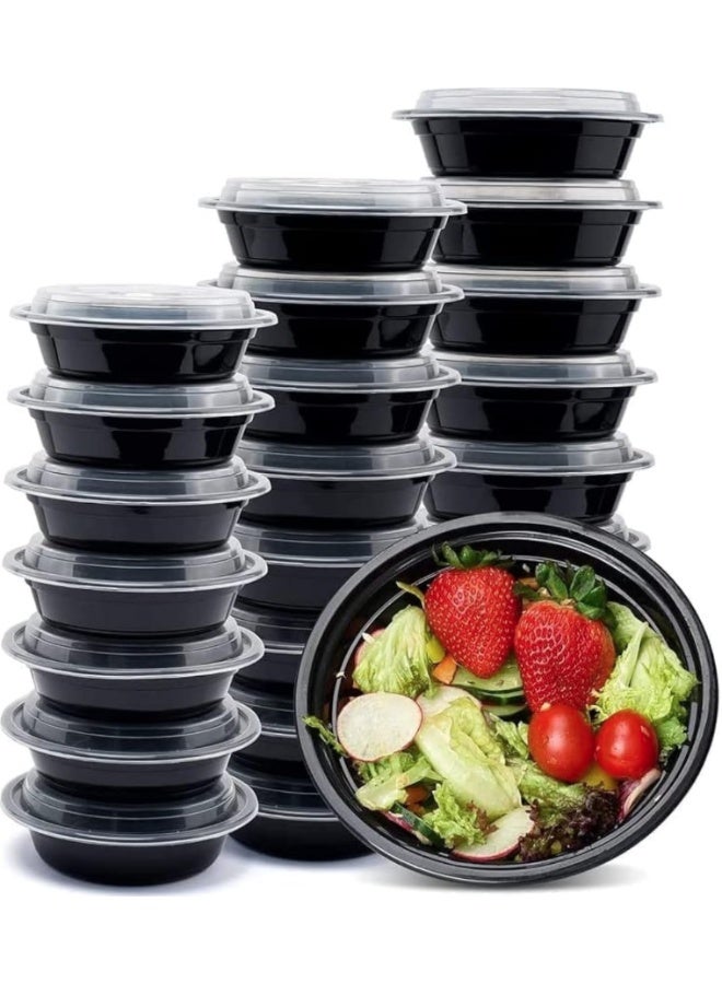 كوالتي حاويات طعام دائرية سعة 24 أونصة مع أغطية - آمنة للاستخدام في الميكروويف والفريزر (50 قطعة) - Image 1