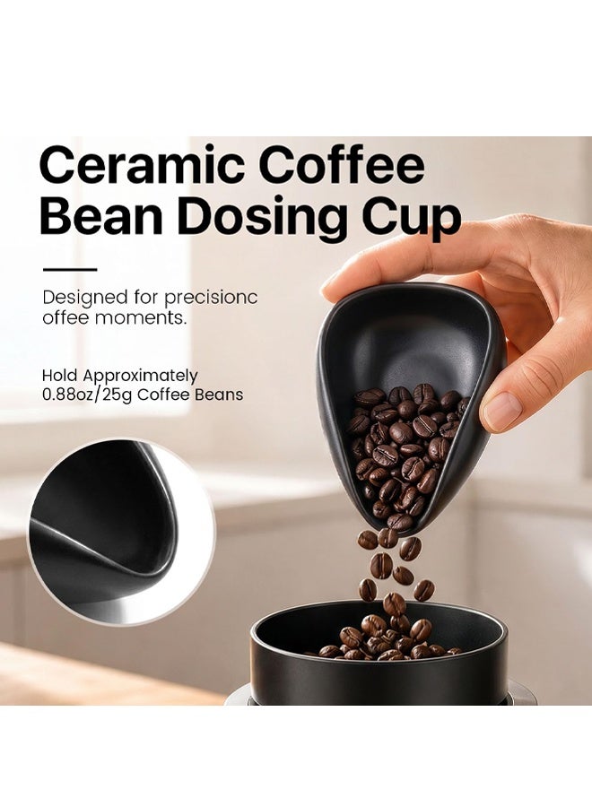 Black Ceramic Coffee Dosing Cup Tea Storage Tray Single Dose Measuring Container for Coffee Beans Loose Leaf Tea Vessel - Image 3