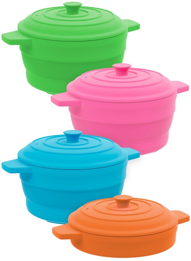 Bakerpan Silicone Microwave Egg Cooker, 4.75" x 1.75" Small Microwave Bowl with Lid, Mini Collapsible Silicone Egg Poacher, 1 1/2 Cup Capacity - Set of 4 - Image 1
