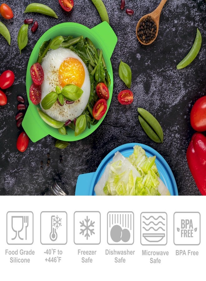 Bakerpan Silicone Microwave Egg Cooker, 4.75" x 1.75" Small Microwave Bowl with Lid, Mini Collapsible Silicone Egg Poacher, 1 1/2 Cup Capacity - Set of 4 - Image 4
