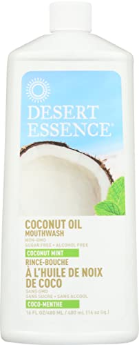 Desert Essence Coconut Oil Mouthwash Alcohol SugarFree Coconut Oil Tea Tree Oil Mouthwash for Adults Kids 6 Promotes Gum Health Fresh Breath Soothing - Image 1