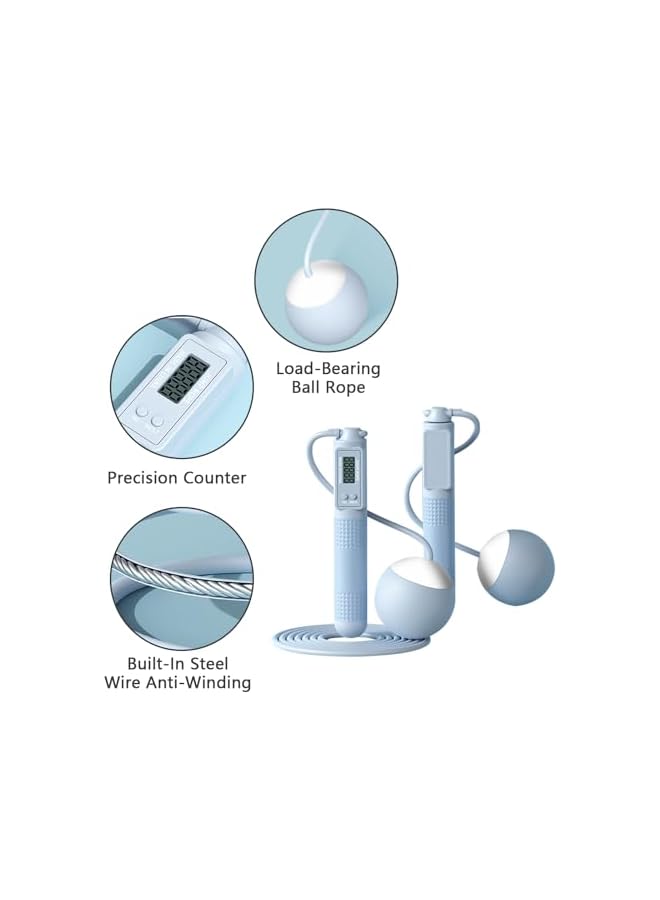 PROMASS Jump Rope, Jump Rope With Counter, Cordless Jump Rope, Fitness Jump Ropes, Weighted Jump Rope, Ropeless Jump Rope With Large Cordless Ball, Skipping Rope For Men Women, Fitness Exercise (Blue) - Image 3