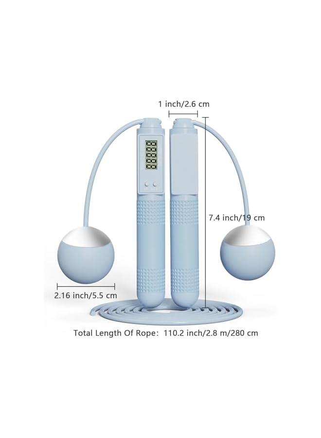 PROMASS Jump Rope, Jump Rope With Counter, Cordless Jump Rope, Fitness Jump Ropes, Weighted Jump Rope, Ropeless Jump Rope With Large Cordless Ball, Skipping Rope For Men Women, Fitness Exercise (Blue) - Image 2