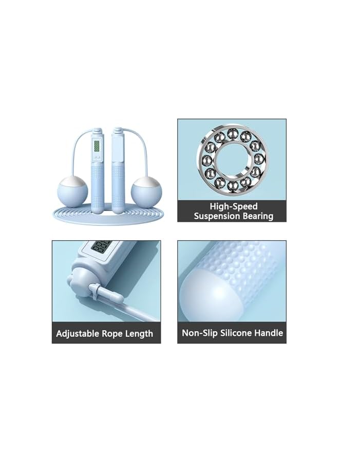 PROMASS Jump Rope, Jump Rope With Counter, Cordless Jump Rope, Fitness Jump Ropes, Weighted Jump Rope, Ropeless Jump Rope With Large Cordless Ball, Skipping Rope For Men Women, Fitness Exercise (Blue) - Image 4