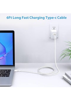 ماركة غير محددة 2 حزمة كابل USB C 1.8 متر، 66 واط توصيل الطاقة PD كابل شحن سريع USB C إلى USB C لهاتف iPhone 15 Pro/15 Pro Max/15/15 Plus، iPad mini 6، MacBook Pro/Air، iPad Pro، Samsung S23+، Huawei P60، الخ الأبيض  - Image 4