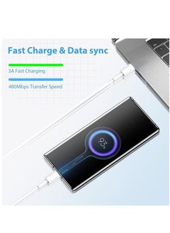 ماركة غير محددة 2 حزمة كابل USB C 1.8 متر، 66 واط توصيل الطاقة PD كابل شحن سريع USB C إلى USB C لهاتف iPhone 15 Pro/15 Pro Max/15/15 Plus، iPad mini 6، MacBook Pro/Air، iPad Pro، Samsung S23+، Huawei P60، الخ الأبيض  - Image 5