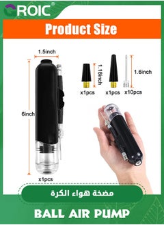 GROIC مضخات هواء محمولة للدراجات وكرة القدم، مضخات كرة السلة المحمولة مع الإبر، مضخات كرات الرياضات الشاطئية، معدات قابلة للنفخ مع فوهتين و10 إبر مضخة هواء للكرة الرياضية  - Image 2